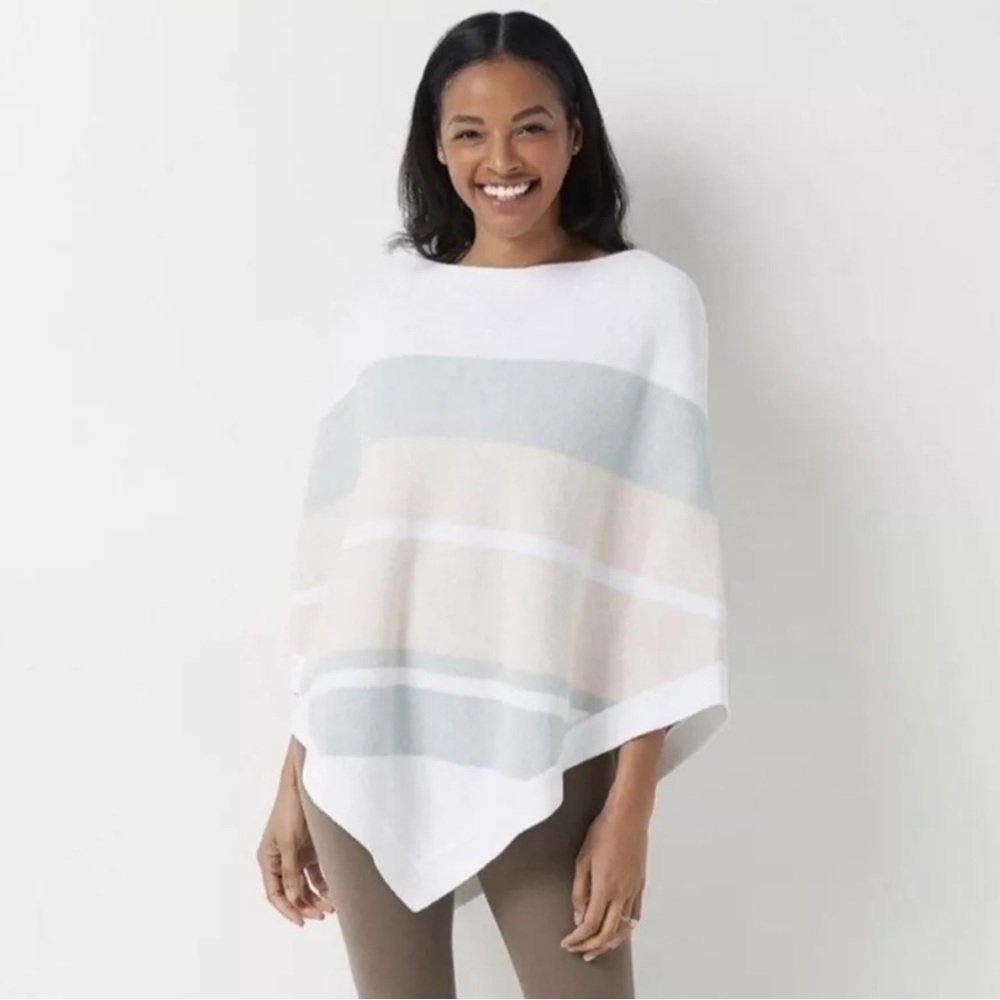 Barefoot Dreams CozyChic Ultra Lite Ocean Breeze Poncho Pink Multi OS Pastel